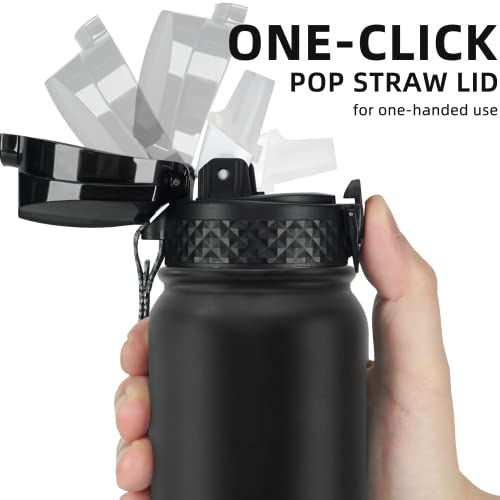 Fanhaw 20 Oz Kids Insulated Stainless Steel Water Bottle with Straw Lid, Leakproof & Anti-Dust Everyday Use Bottle for School, Women & Men, Back to...