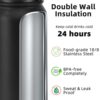 Fanhaw 20 Oz Kids Insulated Stainless Steel Water Bottle with Straw Lid, Leakproof & Anti-Dust Everyday Use Bottle for School, Women & Men, Back to...