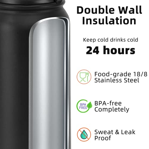 Fanhaw 20 Oz Kids Insulated Stainless Steel Water Bottle with Straw Lid, Leakproof & Anti-Dust Everyday Use Bottle for School, Women & Men, Back to...
