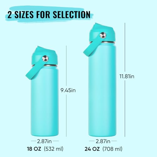Fijinhom 18oz Insulated Stainless Steel Water Bottle, Wide Mouth Double Wall Vacuum, Silicone Straw, Sweat & Leak Proof, BPA Free Insulated Water...