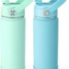 Fimibuke Kids Insulated Water Bottle, 18oz BPA FREE Kids Cup with Straw Double Wall Vacuum Tumbler 18/8 Stainless Steel Leak Proof Toddler Water...