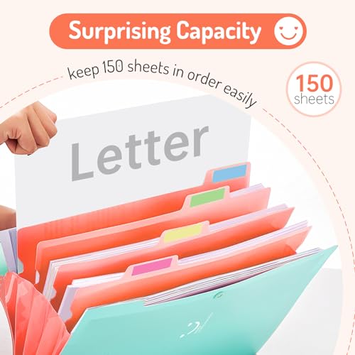 Forvencer Accordion File Organizer, Letter Size, 5 Pocket Expanding File Folder, Cute File Folder with Labels, Portable File Organizer for School... Forvencer Accordion File Organizer, Letter Size, 5 Pocket Expanding File Folder, Cute File Folder with Labels, Portable File Organizer for School...