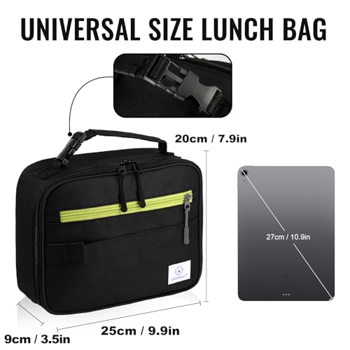 Genteen Lunch Box Kids, Insulated Lunch Bag Kids Boys Girls Back to School, Soft Lunch Box for Men Reusable Lunchbox for Office,Outdoor,School (Black) Genteen Lunch Box Kids, Insulated Lunch Bag Kids Boys Girls Back to School, Soft Lunch Box for Men Reusable Lunchbox for Office,Outdoor,School (Black)