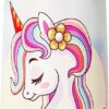 Girls Insulated Water Bottle with Covered Pop-Up Straw,16 oz Kids Cups with Stainless Steel Leak Proof for School Pink（Unicorn）