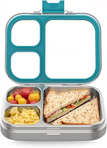 HOMEKOL Stainless Steel Bento Lunch Box, Blue, 3.3Cups | 3-Compartment,Leak-Proof, for Kids & Adults, BPA-Free, Dishwasher Safe, Clear Tritan Lid,... HOMEKOL Stainless Steel Bento Lunch Box, Blue, 3.3Cups | 3-Compartment,Leak-Proof, for Kids & Adults, BPA-Free, Dishwasher Safe, Clear Tritan Lid,...