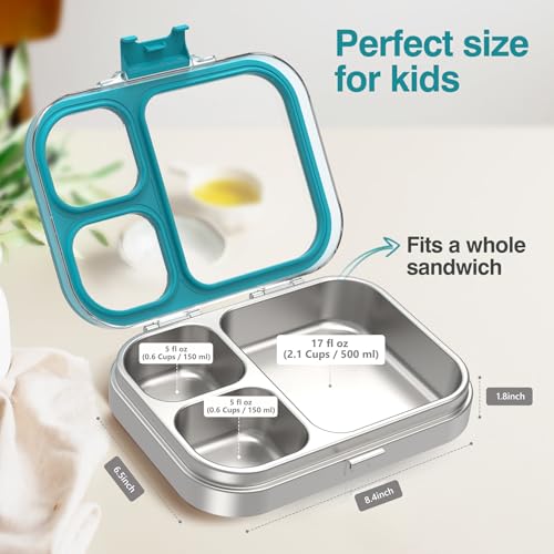 HOMEKOL Stainless Steel Bento Lunch Box, Blue, 3.3Cups | 3-Compartment,Leak-Proof, for Kids & Adults, BPA-Free, Dishwasher Safe, Clear Tritan Lid,... HOMEKOL Stainless Steel Bento Lunch Box, Blue, 3.3Cups | 3-Compartment,Leak-Proof, for Kids & Adults, BPA-Free, Dishwasher Safe, Clear Tritan Lid,...