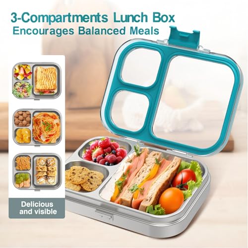HOMEKOL Stainless Steel Bento Lunch Box, Blue, 3.3Cups | 3-Compartment,Leak-Proof, for Kids & Adults, BPA-Free, Dishwasher Safe, Clear Tritan Lid,... HOMEKOL Stainless Steel Bento Lunch Box, Blue, 3.3Cups | 3-Compartment,Leak-Proof, for Kids & Adults, BPA-Free, Dishwasher Safe, Clear Tritan Lid,...