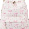 LOIDOU Backpack for Girls School Backpacks Bookbags for Elementary Middle School Women Laptop Backpacks (Bow tie Beige, L-17)