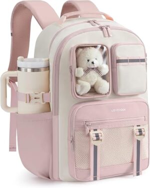 LOVEVOOK Cute School Backpack for Girls Ages 8-14, Bookbag with Plush Bear & Clear Display Pocket, Fits 15.6 Inch Laptop & 40oz Tumbler, Back to... LOVEVOOK Cute School Backpack for Girls Ages 8-14, Bookbag with Plush Bear & Clear Display Pocket, Fits 15.6 Inch Laptop & 40oz Tumbler, Back to...