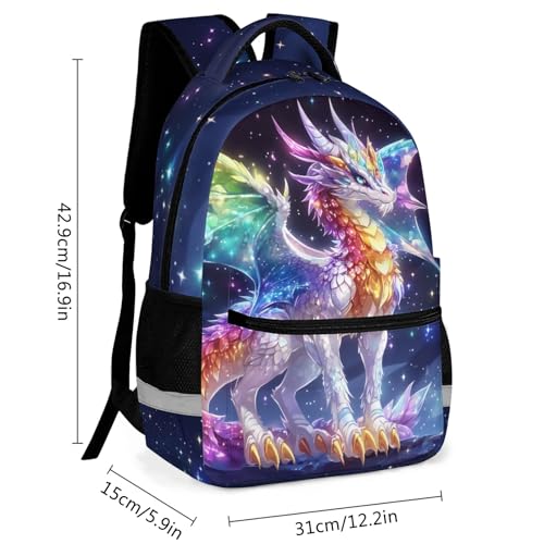 Magical Rainbow Crystal Dragon Backpack for Girls, 16.9 Inch Fantasy Sparkle Galaxy Dragon School Bag with Reflective Strip, Kawaii Bookbag for... Magical Rainbow Crystal Dragon Backpack for Girls, 16.9 Inch Fantasy Sparkle Galaxy Dragon School Bag with Reflective Strip, Kawaii Bookbag for...