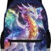 Magical Rainbow Crystal Dragon Backpack for Girls, 16.9 Inch Fantasy Sparkle Galaxy Dragon School Bag with Reflective Strip, Kawaii Bookbag for... Magical Rainbow Crystal Dragon Backpack for Girls, 16.9 Inch Fantasy Sparkle Galaxy Dragon School Bag with Reflective Strip, Kawaii Bookbag for...