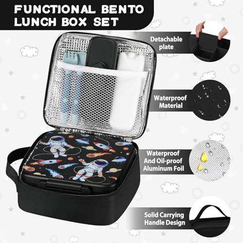 MAISON HUIS Bento Lunch Box with 8oz Soup Thermo, 5-Compartment Leak-Proof Container, Thermo Hot Food Jar and Insulated Lunch Bag, BPA Free,Travel,...