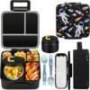 MAISON HUIS Bento Lunch Box with 8oz Soup Thermo, 5-Compartment Leak-Proof Container, Thermo Hot Food Jar and Insulated Lunch Bag, BPA Free,Travel,...