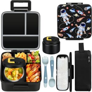 MAISON HUIS Bento Lunch Box with 8oz Soup Thermo, 5-Compartment Leak-Proof Container, Thermo Hot Food Jar and Insulated Lunch Bag, BPA Free,Travel,...