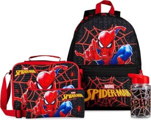 Marvel Spiderman Backpack Lunch Box Water Bottle Pencil Case 4 pc Set for Boys Girls Bookbag Picnic Backpacks Gifts for Kids Marvel Spiderman Backpack Lunch Box Water Bottle Pencil Case 4 pc Set for Boys Girls Bookbag Picnic Backpacks Gifts for Kids