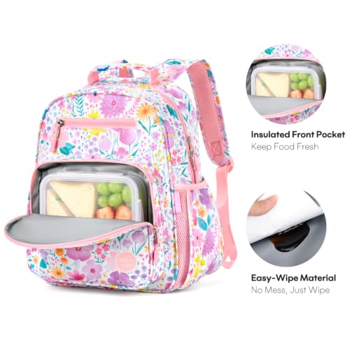 mibasies Kids Backpack for Girls: Girls Backpack 5-8 - Kindergarten Elementary School Bookbag for Girl - Flower Pink mibasies Kids Backpack for Girls: Girls Backpack 5-8 - Kindergarten Elementary School Bookbag for Girl - Flower Pink