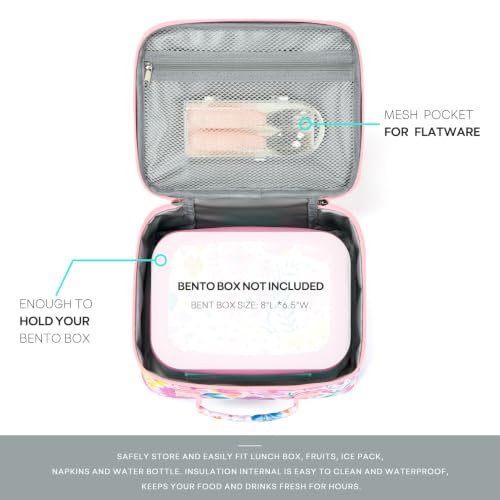 mibasies Kids Lunch Box for Girls, Insulated and Reusable Lunch Bag for School Preschool Kindergarten, Flower Pink mibasies Kids Lunch Box for Girls, Insulated and Reusable Lunch Bag for School Preschool Kindergarten, Flower Pink