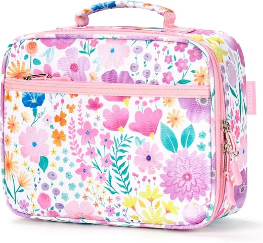 mibasies Kids Lunch Box for Girls, Insulated and Reusable Lunch Bag for School Preschool Kindergarten, Flower Pink mibasies Kids Lunch Box for Girls, Insulated and Reusable Lunch Bag for School Preschool Kindergarten, Flower Pink