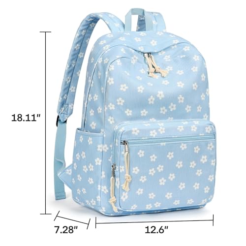 mibasies School Backpack for Girls with Laptop Sleeve: 18IN Large Capacity Corduroy Bookbag for Primary Middle School/College, Travel Daypack for...