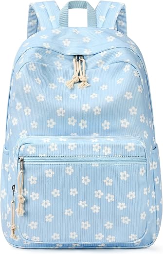 mibasies School Backpack for Girls with Laptop Sleeve: 18IN Large Capacity Corduroy Bookbag for Primary Middle School/College, Travel Daypack for...