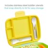 Munchkin Lunch Bento Box for Kids and Toddlers, Includes Stainless Steel Utensils, BPA-Free, 18 Months and Up, Blue/Green/Yellow Munchkin Lunch Bento Box for Kids and Toddlers, Includes Stainless Steel Utensils, BPA-Free, 18 Months and Up, Blue/Green/Yellow