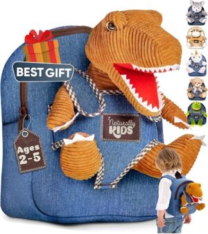 Naturally KIDS Toddler Backpack w Dinosaur Toys for Kids 2-4, 2 Year Old Boy Birthday Gift, 3 Year Old Boy Gift Girl, Toddler Dinosaur Toy Naturally KIDS Toddler Backpack w Dinosaur Toys for Kids 2-4, 2 Year Old Boy Birthday Gift, 3 Year Old Boy Gift Girl, Toddler Dinosaur Toy