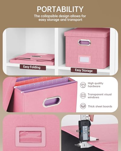 Oterri File Organizer, File Box, File Cabinet for Letter File Folder Storage, Portable Storage Bins with Lids for Office/Decor/Home, 1 Pack,...