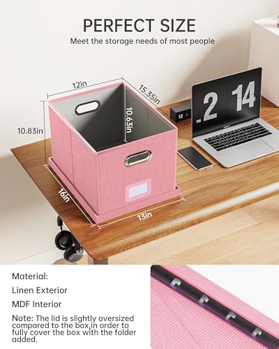 Oterri File Organizer, File Box, File Cabinet for Letter File Folder Storage, Portable Storage Bins with Lids for Office/Decor/Home, 1 Pack,...