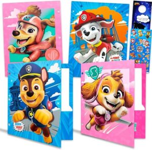 Paw Patrol Folder Set - Bundle with 4 Heavy Duty Laminated Folders with 2 Pockets Each for School, Office Plus Stickers, More | Paw Patrol Back to...