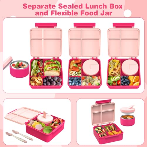 Pawtong Bento Lunch Box with 8oz Soup Thermo, Kids Leakproof Lunch Food Containers with 4 Compartment, Kids Thermo Insulated Hot Food Jar for... Pawtong Bento Lunch Box with 8oz Soup Thermo, Kids Leakproof Lunch Food Containers with 4 Compartment, Kids Thermo Insulated Hot Food Jar for...