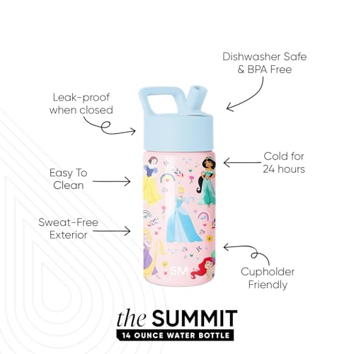 Simple Modern Disney Princess Kids Water Bottle with Straw Lid | 14oz Insulated Stainless Steel Kids Tumbler & Spill Proof Toddler Cup for School,... Simple Modern Disney Princess Kids Water Bottle with Straw Lid | 14oz Insulated Stainless Steel Kids Tumbler & Spill Proof Toddler Cup for School,...