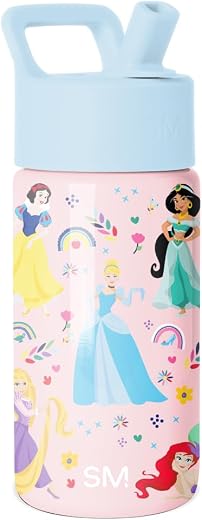 Simple Modern Disney Princess Kids Water Bottle with Straw Lid | 14oz Insulated Stainless Steel Kids Tumbler & Spill Proof Toddler Cup for School,... Simple Modern Disney Princess Kids Water Bottle with Straw Lid | 14oz Insulated Stainless Steel Kids Tumbler & Spill Proof Toddler Cup for School,...