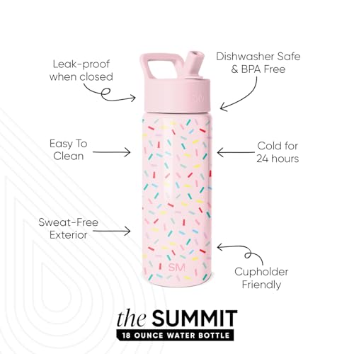 Simple Modern Kids Water Bottle with Straw Lid | 18oz Insulated Stainless Steel Kids Tumbler & Spill Proof Toddler Cup for School, Girls, Boys |...