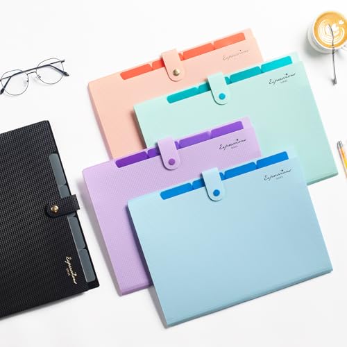 Sooez Accordion File Organizer, Letter Size Expanding File Folder with Labels, 5 Pocket Folders for Document, Portable Paper Bill Receipt Organizer...