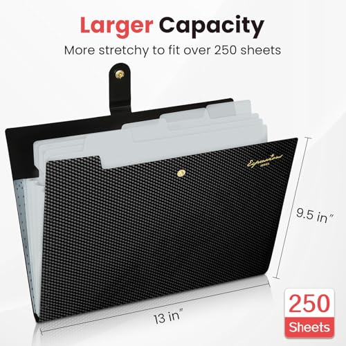 Sooez Accordion File Organizer, Letter Size Expanding File Folder with Labels, 5 Pocket Folders for Document, Portable Paper Bill Receipt Organizer...