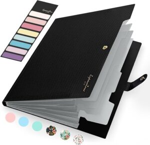 Sooez Accordion File Organizer, Letter Size Expanding File Folder with Labels, 5 Pocket Folders for Document, Portable Paper Bill Receipt Organizer...