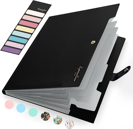 Sooez Accordion File Organizer, Letter Size Expanding File Folder with Labels, 5 Pocket Folders for Document, Portable Paper Bill Receipt Organizer...