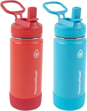 ThermoFlask Kids 16 oz Insulated Water Bottles with Straw Lid BPA-Free Stainless Steel Leakproof & Spill-Proof Design Easy Clean Wide Mouth 2-Pack... ThermoFlask Kids 16 oz Insulated Water Bottles with Straw Lid BPA-Free Stainless Steel Leakproof & Spill-Proof Design Easy Clean Wide Mouth 2-Pack...