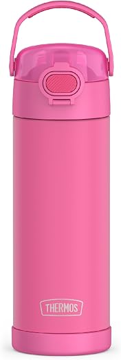 THERMOS FUNTAINER 16 Ounce Stainless Steel Vacuum Insulated Bottle with Wide Spout Lid, Neon Pink THERMOS FUNTAINER 16 Ounce Stainless Steel Vacuum Insulated Bottle with Wide Spout Lid, Neon Pink