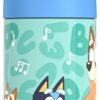 THERMOS FUNTAINER Water Bottle with Straw - 12 Ounce - Kids Stainless Steel Vacuum Insulated Water Bottle with Lid, Bluey