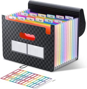 ThinkTex Accordion File Organizer, 12 - Pocket Expanding File Folders for Paper Receipts, Bills & Taxes Organizer, Portable Letter/A4 Size Document... ThinkTex Accordion File Organizer, 12 - Pocket Expanding File Folders for Paper Receipts, Bills & Taxes Organizer, Portable Letter/A4 Size Document...