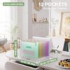 ThinkTex Accordion File Organizer, 12 - Pocket Expanding File Folders for Paper Receipts, Bills & Taxes Organizer, Letter/A4 Size Document Holder...