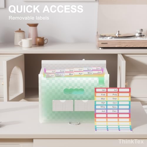 ThinkTex Accordion File Organizer, 12 - Pocket Expanding File Folders for Paper Receipts, Bills & Taxes Organizer, Letter/A4 Size Document Holder...