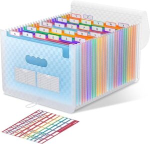 ThinkTex Accordion File Organizer, 26 Pockets Expanding File Folders, Monthly Bill Receipt Documents Organizer, A-Z Colorful Tabs, Letter/A4 Size -...