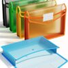 ThinkTex Plastic Expanding File Folder, Transparent Envelopes with Snap Closure, No Dividers, Large Capacity, Assorted Colors, Fits Letter / A4...