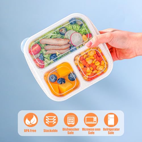 TOUWMX Bento Box For Kids, 4 Pack 3 Compartments Meal Prep Containers Reusable Lunch Containers, Food Storage Containers With Lids, Stackable Snack... TOUWMX Bento Box For Kids, 4 Pack 3 Compartments Meal Prep Containers Reusable Lunch Containers, Food Storage Containers With Lids, Stackable Snack...