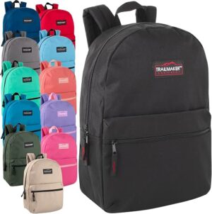 Trail maker 24 Pack- Classic 17 Inch Backpacks in Bulk Wholesale Back Packs for Boys and Girls (Assorted 12 Colors Pack) Trail maker 24 Pack- Classic 17 Inch Backpacks in Bulk Wholesale Back Packs for Boys and Girls (Assorted 12 Colors Pack)