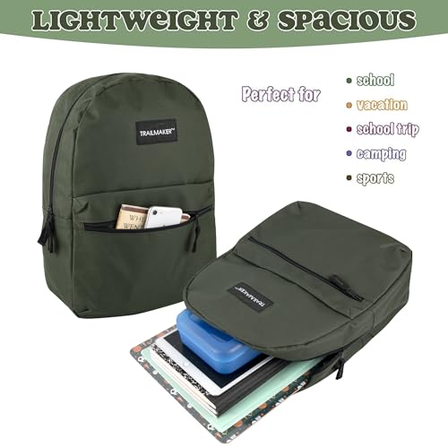 Trail maker Classic 17 inch Backpacks with Adjustable Padded Straps | School Backpacks for Girls, Boys (Green) Trail maker Classic 17 inch Backpacks with Adjustable Padded Straps | School Backpacks for Girls, Boys (Green)