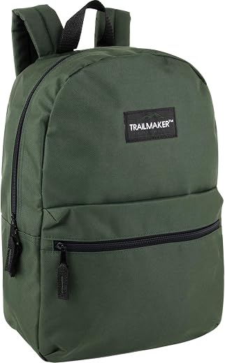 Trail maker Classic 17 inch Backpacks with Adjustable Padded Straps | School Backpacks for Girls, Boys (Green) Trail maker Classic 17 inch Backpacks with Adjustable Padded Straps | School Backpacks for Girls, Boys (Green)