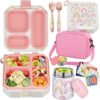 wiwens Bento Lunch Box for Kids with 12oz Soup Thermo Leak-Proof Lunch Food Container with 5 Compartment Thermo Hot Food Jar and Insulated Lunch... wiwens Bento Lunch Box for Kids with 12oz Soup Thermo Leak-Proof Lunch Food Container with 5 Compartment Thermo Hot Food Jar and Insulated Lunch...